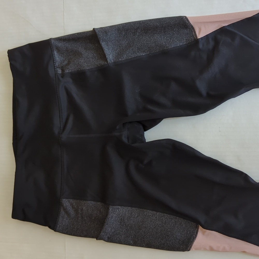 Active Life Workout Mesh Athletic Capri Leggings XL Black Charcoal - Picture 4 of 12